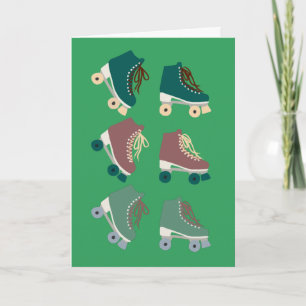 Retro Rollerskates Grönt Dusty Rosa Kort