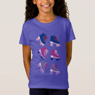 Retro Rollerskates Lila Rosa T Shirt