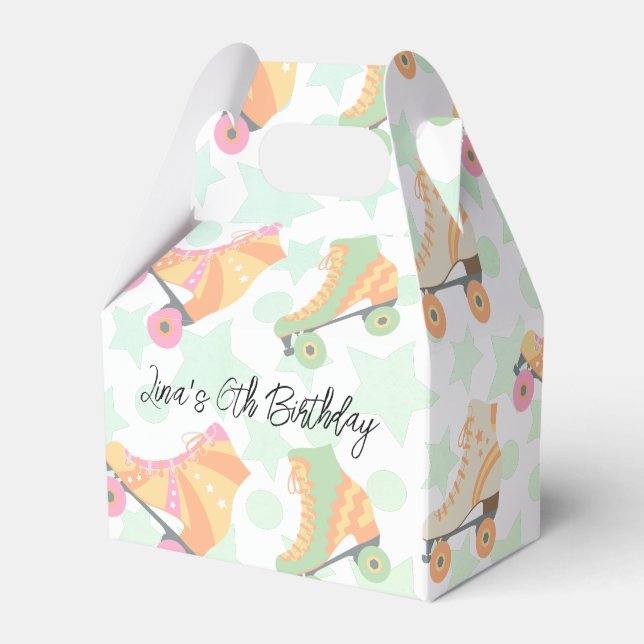 Retro Rollerskating Birthday Skates Stars Mönster Presentaskar (Framsidan Sidan)