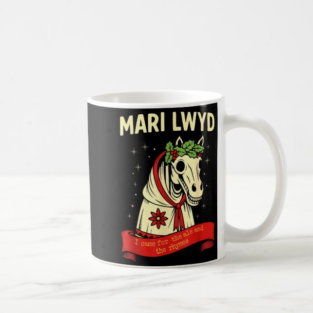 Retro Rollig Folklore Skelett Häst Mari Lwyd Jul Kaffemugg (Höger)