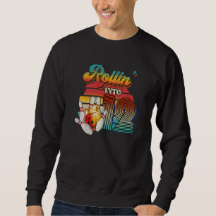 Retro Rollin i 12 Bowling Födelsedagsfest 12:e B Lång Ärmad Tröja