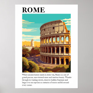 Retro Rom Colosseum Italien Resa Illustration Poster