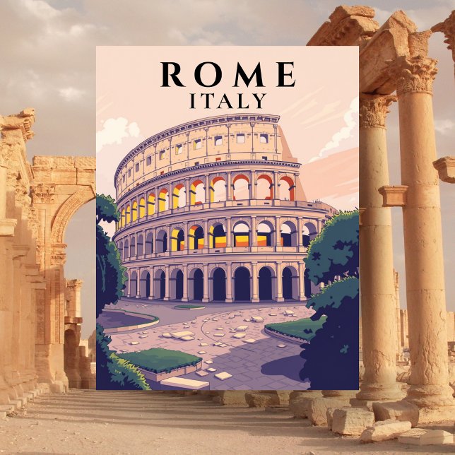 Retro Rom Colosseum Italiitecture Art Vykort (Retro Rome Colosseum Italian Architecture Art Postcard
)