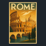Retro Rom, Italien i Vintage Art Deco Stil Travel Poster<br><div class="desc">Det här är ett retro Rom,  en turistgrafik för Italien som omfattar Colosseum och St. Peter’s Basilica i vintage art deco stil.</div>