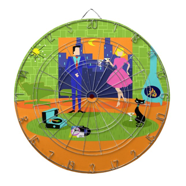 Retro Romantic Evening Couple Dart Board Piltavla (Framsidan)