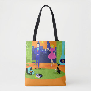 Retro Romantic Evening Couple Tote Bag Tygkasse