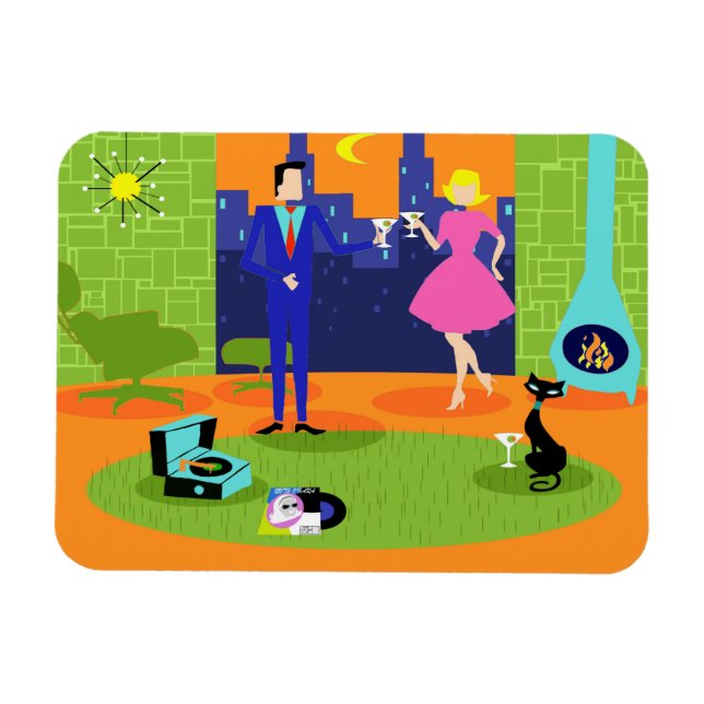 Retro Romantic Evening lite flexibel magnet (Horisontell)