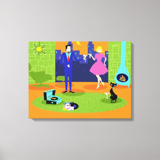 Retro Romantic Evening lite Kanvastryck (Framsida)