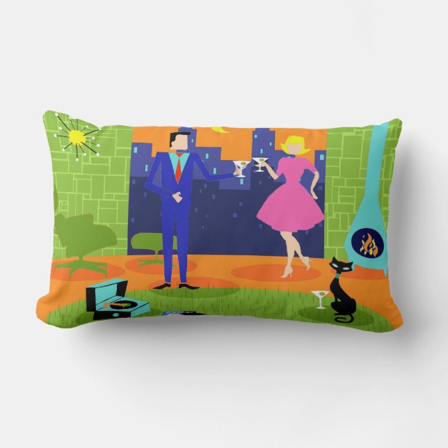 Retro Romantic Evening par lumbar Pillow Lumbarkudde (Framsida)