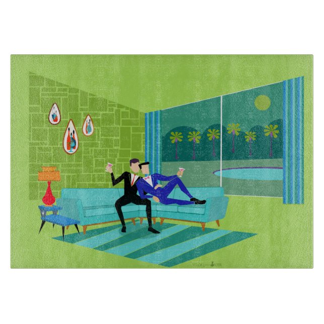 Retro Romantic Gay Couple Cear Board (Framsidan)