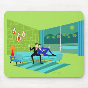 Retro Romantic Gay Couple Mousepad Musmatta