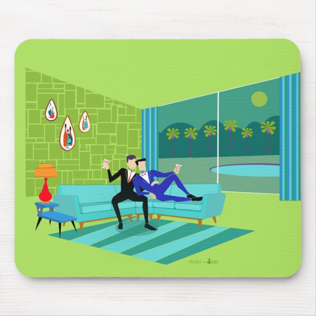 Retro Romantic Gay Couple Mousepad Musmatta (Framsidan)