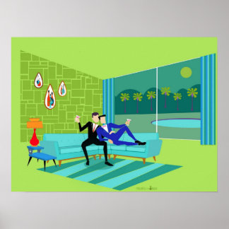 Retro Romantic Gay Couple Poster