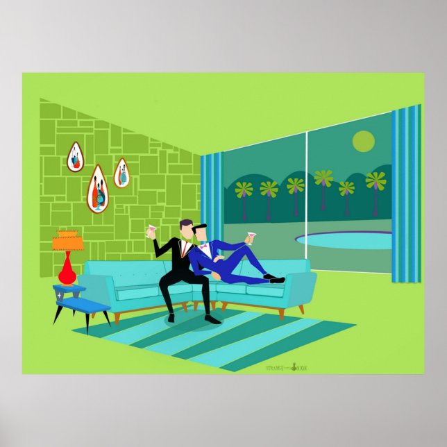 Retro Romantic Gay Couple Poster (Framsidan)