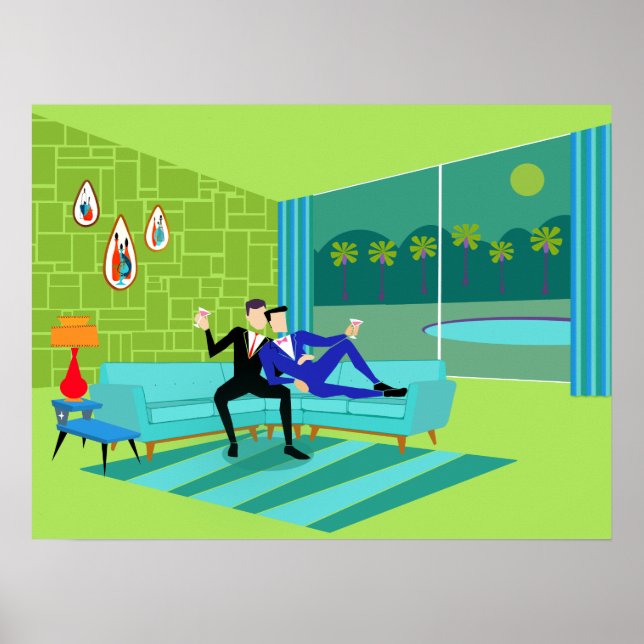 Retro Romantic Gay Couple Poster (Framsidan)