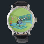 Retro Romantic Gay Couple Watch Armbandsur<br><div class="desc">Den här Retro Romantic Gay Couple eWatch-designen är helt enkelt fantastisk! 1960-talets minimalistiska konstdesign i stil har ett attraktivt par som njuter av en romantisk kväll. De sitter fast på sin vackra, moderna turkossektionering, i sitt hem Handflatan Vår. Det sofistikerade, gröna kalkrummet har en framträdande plats i en sluten grönt...</div>