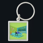 Retro Romantic Gay Keychain Fyrkantig Silverfärgad Nyckelring<br><div class="desc">Den här Retro Romantic Gay Keychain-designen är helt enkelt fantastisk! 1960-talets minimalistiska konstdesign i stil har ett attraktivt par som njuter av en romantisk kväll. De sitter fast på sin vackra, moderna turkossektionering, i sitt hem Handflatan Vår. Det sofistikerade, gröna kalkrummet har en framträdande plats i en sluten grönt av...</div>