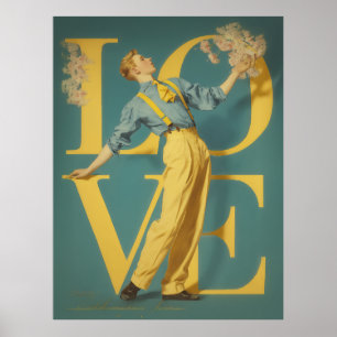 Retro Romantic KÄRLEK Poster