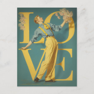 Retro Romantic KÄRLEK Vykort