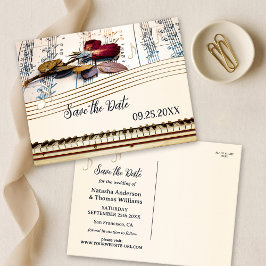 Retro Romantic Music Themed Save the Date Meddelande Vykort