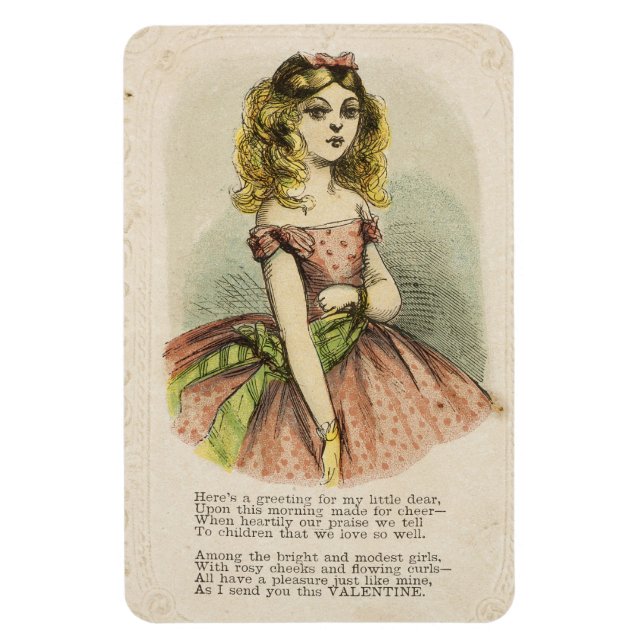 Retro Romantic Valentine's Day Card, 19th century Magnet (Vertikal)
