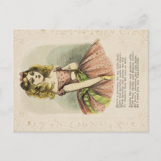 Retro Romantic Valentine's Day Card, 19th century Vykort (Framsida)