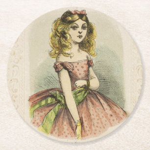 Retro romantisk Alla hjärtans dag-kort, 1800-tal Underlägg Papper Rund