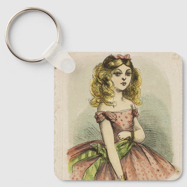 Retro romantisk Alla hjärtans dag-kort, 1800-talet Nyckelring (Framsida)