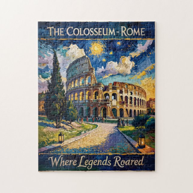 Retro Rome Italy Colosseum Travel Van Gogh Vibrant Pussel (Vertikal)