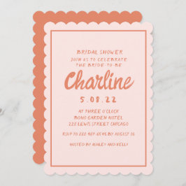 Retro Rosa and Red Handwrite Möhippa Invit Inbjudningar