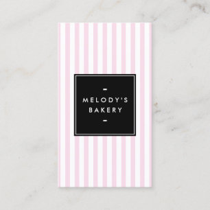 Retro Rosa and White Rand Bakery Social Media Visitkort