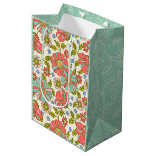Retro Rosa & Aqua Blommigt