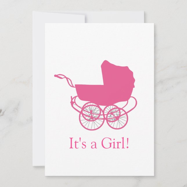 Retro Rosa Baby meddelande Inbjudningar (Framsida)