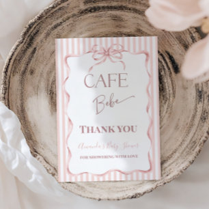 Retro Rosa Båge Cafe Bebe Flickor Kaffe Babyfirand Tack Kort
