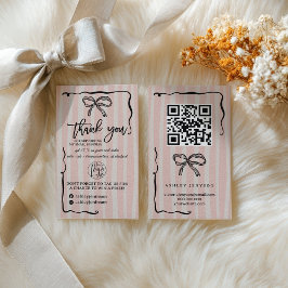 Retro Rosa Beige Båge Logo QR Tack För Din Beställ Visitkort