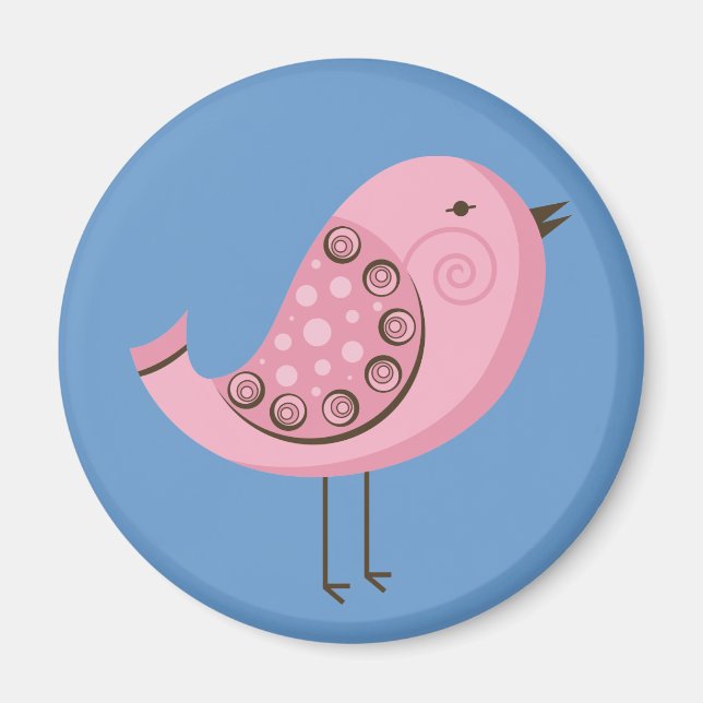 Retro Rosa Bird Magnet (Framsidan)