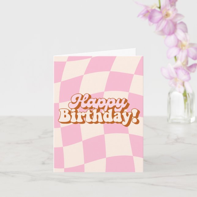 Retro Rosa Birthday Card Kort (Orkide)