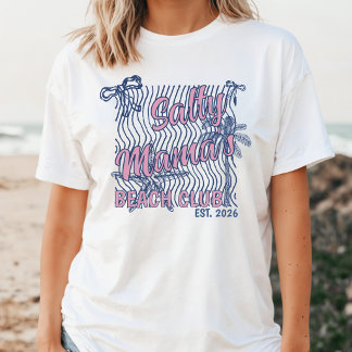 Retro Rosa & Blå Salty Mama's Beach Club 2026 T Shirt