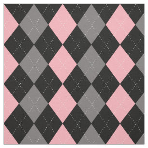 Retro Rosa Black Grått Argyle Tyg