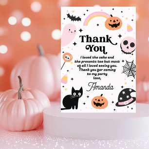 Retro Rosa Black Halloween Birthday Tack Kort