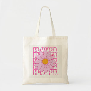 Retro Rosa Blomma Grafisk Design Tygkasse