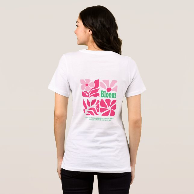 Retro Rosa Blommig "Bloom" T-Shirt (Baksida Full)