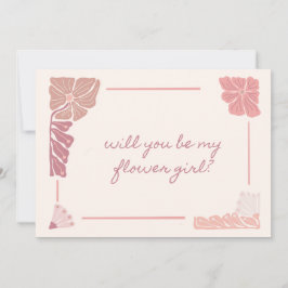 Retro Rosa Blommigt Handskriven Flower Girl Frieri Inbjudningar