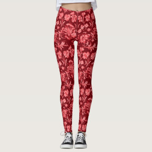 Retro Rosa Blommigt på Maron Leggings
