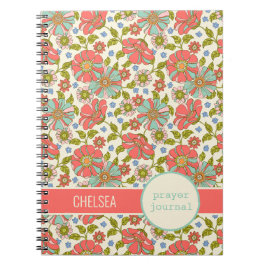Retro Rosa Blommigt Personlig Prayer Journal Anteckningsbok