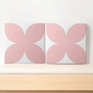 Retro Rosa Blommigt Petal Mid Century Modern Stil Kakelplatta