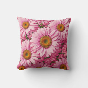 Retro rosa blomster mönster med tusenskönor kudde