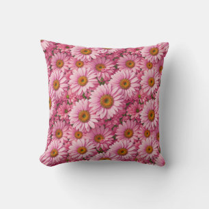 Retro rosa blomster mönster med tusenskönor kudde