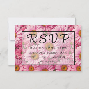 Retro rosa blomster mönster med tusenskönor OSA kort