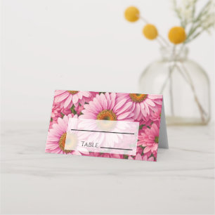 Retro rosa blomster mönster med tusenskönor placeringskort